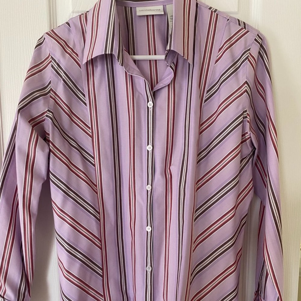 Liz Clairbone striped button down women shirt